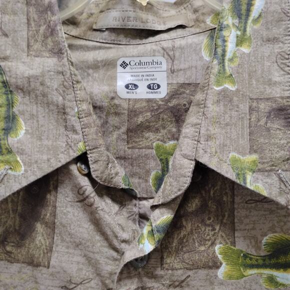 🐟Columbia River Lodge Fishing Shirt 🎣 XL Cotton Angler Print Short Sleeve🚣 - Picture 11 of 15